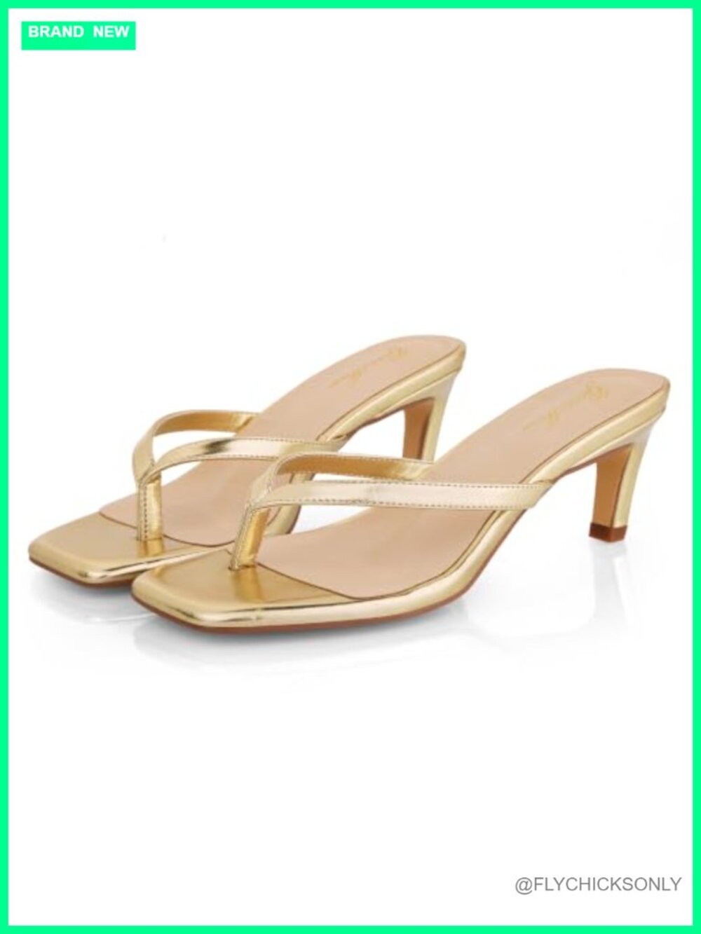 Women's Kitten Heel Thong Sandals Square Open Toe 2 Inch Low Heel Comfort Flip